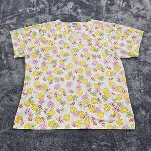 UA uniform Advantage Scrub Top womens Large bees Hive print short sleeve pocket
